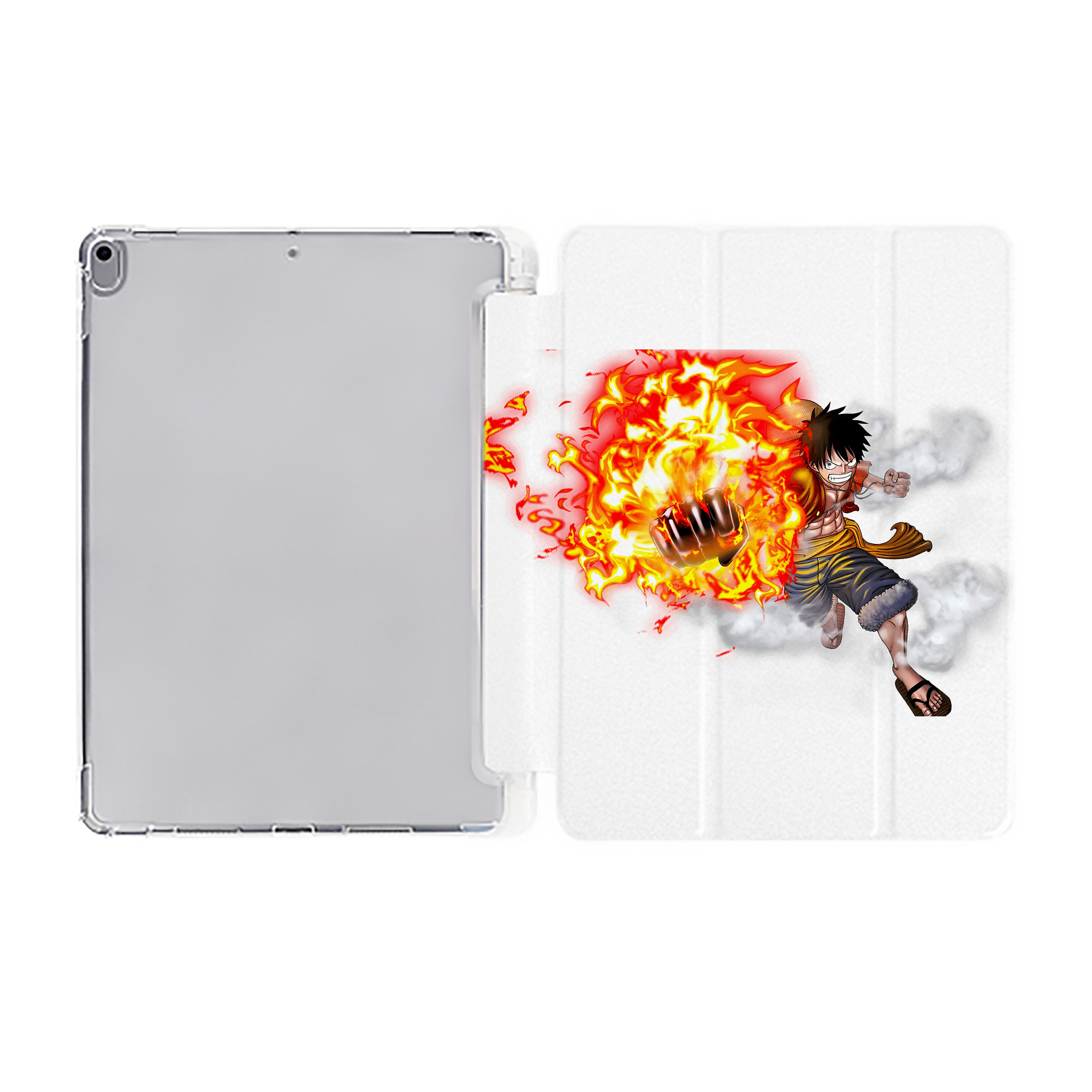 （画像用） ワンピース モンキー・D・ルフィ ONE PIECE Monkey D. Luffy IPad ケース ペン収納付き 三つ折りスタンド PUレザー×シリコン 対応機種9.5/10.5/10.9インチ